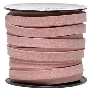 Cord, faux suede, pink, 10mm flat. Sold per pkg of 3 yards.