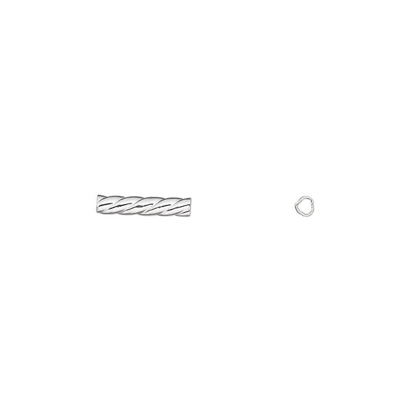 Bead, sterling silver, 10x2mm twisted tube. Sold per pkg of 10. image number 0