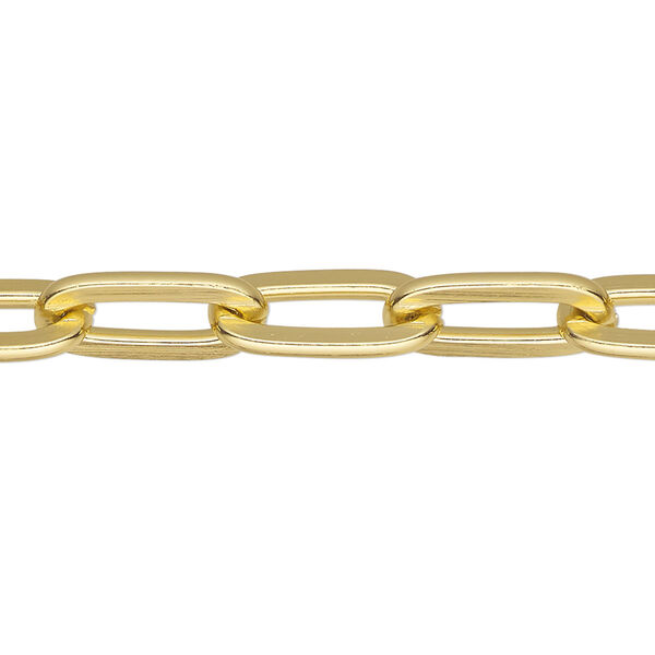Chain, anodized aluminum, gold, 7.7mm paperclip. Sold per pkg of 5 feet. image number 0