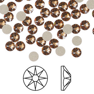 Flat back 1pkg1440 light smoked topaz foil back, Swarovski® ReCreated™, 4.6-4.8mm rose round SS20 2088