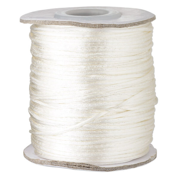 Cord, Satinique™, satin, ivory, 1mm mini. Sold per 200-foot spool. image number 0