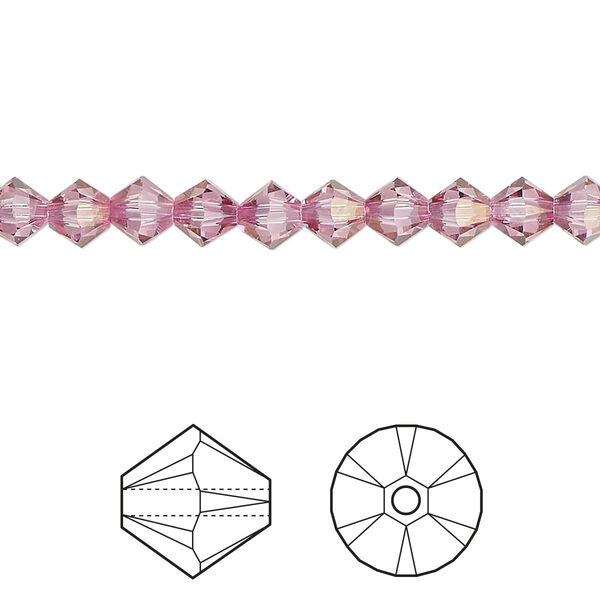 Bead 24pk dark rose, Crystal Passions® 5mm bicone 5328 image number 0