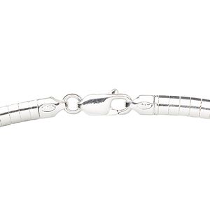 Chain 1pkg1 sterling silver omega, 4mm domed / lobster claw clasp, 18 inch