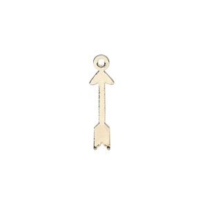 Charm, gold-finished steel, 17x5mm arrow. Sold per pkg of 20.