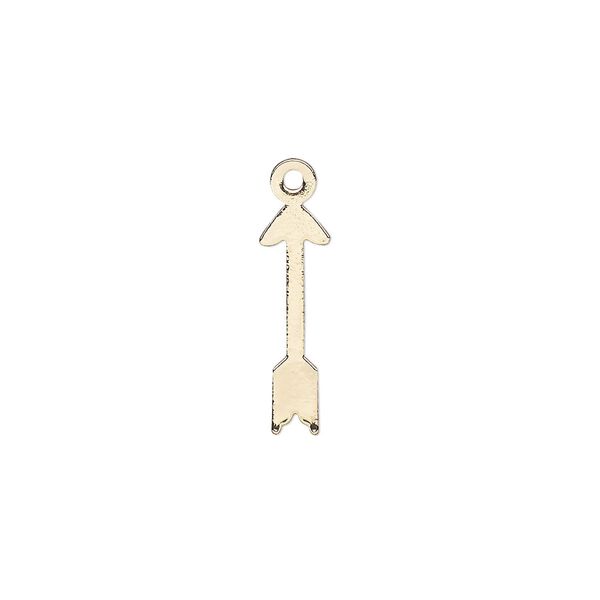 Charm, gold-finished steel, 17x5mm arrow. Sold per pkg of 20. image number 0