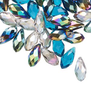 Briolette mix 40pk ocean, Celestial Crystal® 12x6mm drop