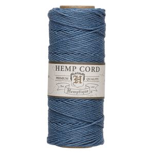 Cord, Hemptique®, polished hemp, dusty blue, 1mm, 20-pound test. Sold per 205-foot spool.