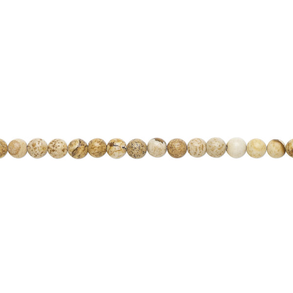 Bead, picture jasper (natural), 3mm round, B grade, Mohs hardness 6-1/2 to 7. Sold per 15-1/2" to 16" strand. image number 0