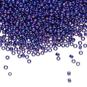 Seed bead, TOHO BEADS®, glass, pkg/50g, #11 round, opaque higher-metallic grape (TR-11-461).