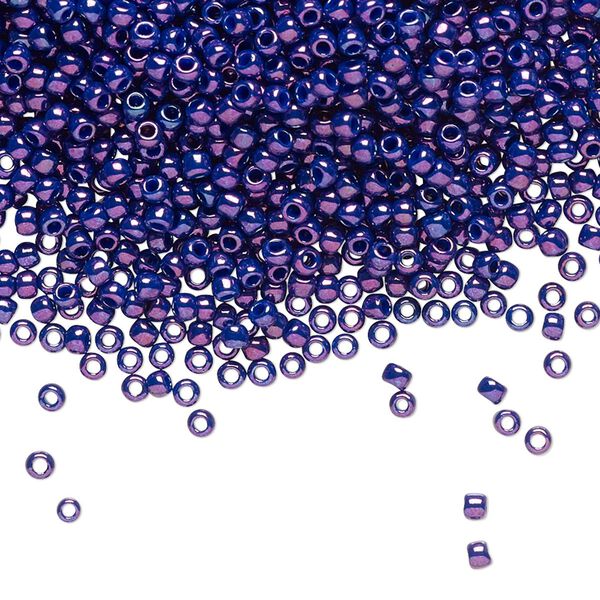 Seed bead, TOHO BEADS®, glass, pkg/50g, #11 round, opaque higher-metallic grape (TR-11-461). image number 0