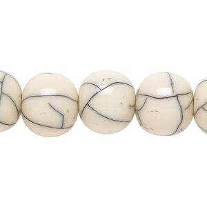 Bead, horn (assembled), white, 13x11mm rondelle. Sold per 15-1/2" to 16" strand.