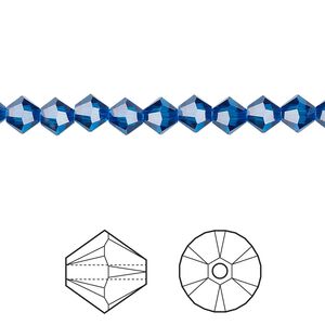 Bead 144pk Capri blue, Crystal Passions® 5mm bicone 5328