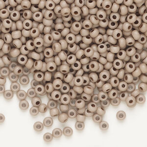 Seed bead, Preciosa Ornela Czech glass, 1pkg50g, 2.8-3.2mm rocaille, opaque matte terra dyed mocha chalkwhite (06415)