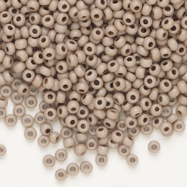 Seed bead, Preciosa Ornela Czech glass, 1pkg50g, 2.8-3.2mm rocaille, opaque matte terra dyed mocha chalkwhite (06415) image number 0