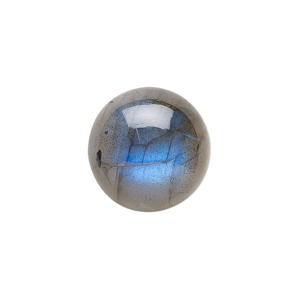 Cabochon, labradorite (natural), 18mm hand-cut calibrated round, A- grade, Mohs hardness 6 to 6-1/2. Sold individually. image number 0