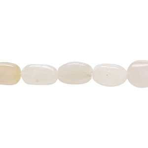 Snow quartz 1pkg1, hand-cut flat oval bead natural, 12 inch 9x6mm-14x8mm