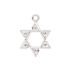 Drop, JBB Findings, sterling silver, 21x18mm single-sided Star of David. Sold individually.