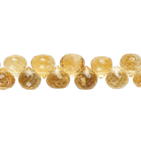 Bead, citrine (heated), hand-cut 7x7mm top-drilled faceted teardrop, C grade, Mohs hardness 7. Sold per pkg of 60. image number 0