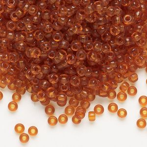 Seed bead, Miyuki, glass, pkg/50g, #8 rocaille, transparent topaz (RR-133).