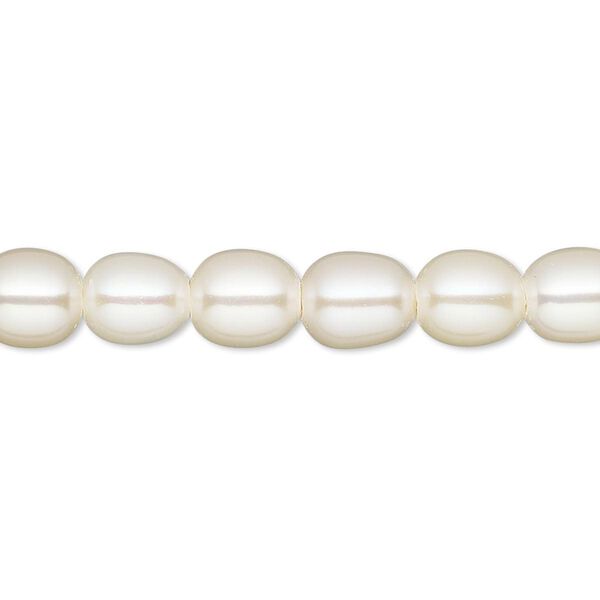 Pearl, White Lotus™, cultured freshwater (bleached), white, 7-7.5mm rice, B grade, Mohs hardness 2-1/2 to 4. Sold per 15-1/2 to 16-inch strand. image number 0