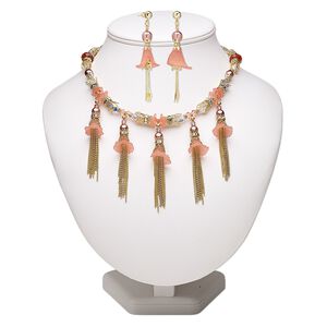 Necklace and earring set, One of a Kind Jewelry, 17-1/2 inch necklace and 2-3/4 inch earrings. Only one available.