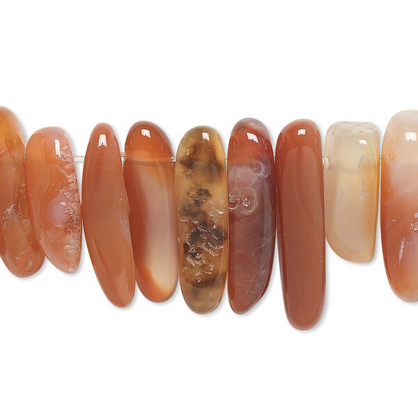 Bead, red agate (dyed / heated), extra-large top-drilled Hawaiian chip, Mohs hardness 6-1/2 to 7. Sold per 15-1/2" to 16" strand. image number 0