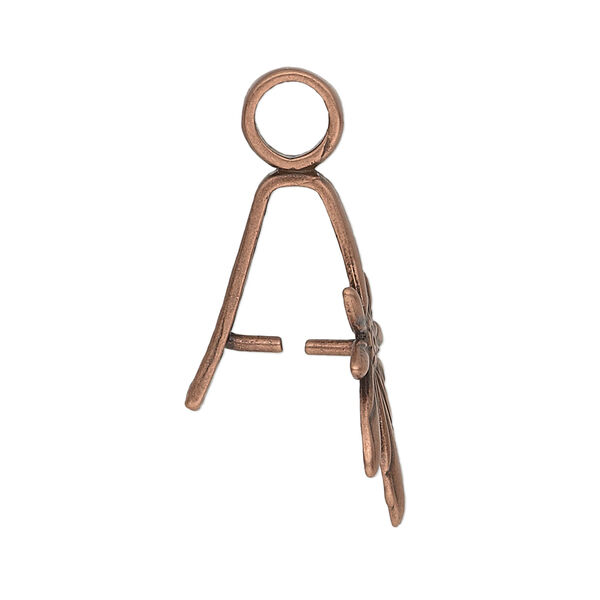 Bail, JBB Findings, ice-pick, antique copper-plated brass, 25x15.5mm leaf with 12mm grip length. Sold individually. image number 1