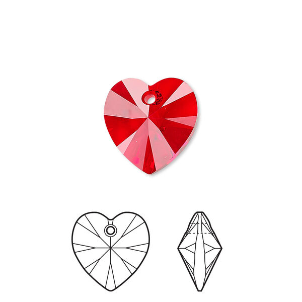 Drop 24pk light Siam, Crystal Passions® 14mm pendant heart 6228 image number 0
