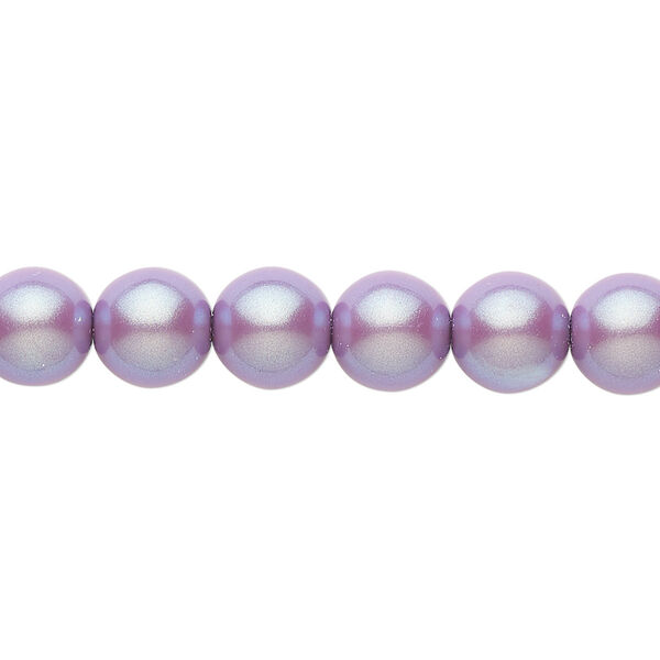 Bead, Czech pearl-coated glass druk, opaque iridescent lavender, 8mm round. Sold per 15-1/2" to 16" strand. image number 0