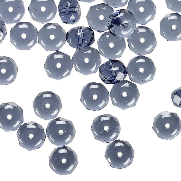 Bead 1pkg100, Czech fire-polished glass, Montana blue, 7x5mm faceted rondelle. image number 0