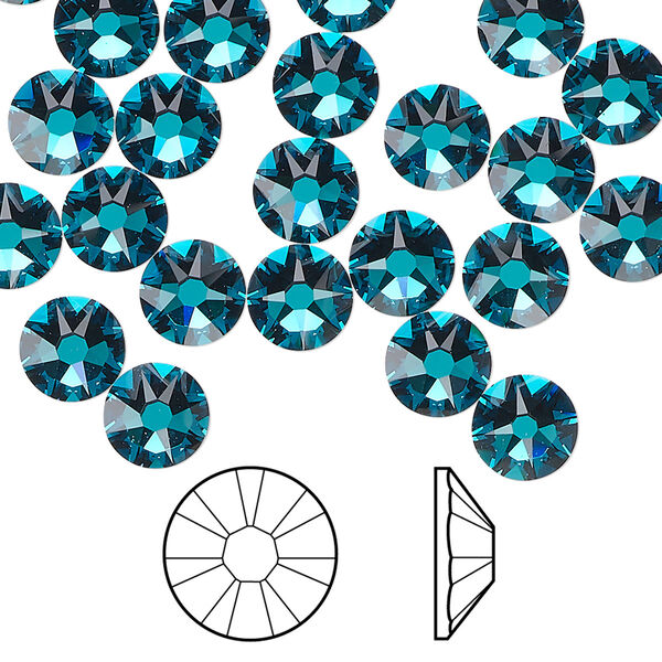 Flat back 144pk blue zircon foil back, Swarovski® 7.07-7.27mm rose round SS34 2088 image number 0