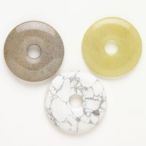 Multi-gemstone / glass 1pkg3, donut focal mix 37-39mm