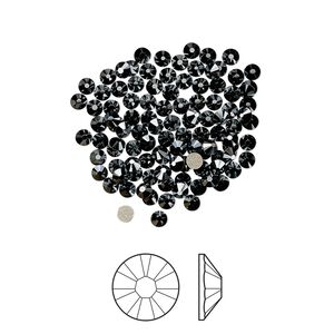 Flat back 144pk jet hematite foil back, Crystal Passions® 2.1-2.3mm rose round SS7 2058