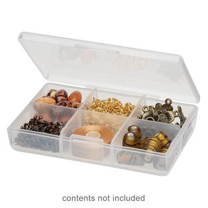 Organizer, plastic, 3-1/2x2x3/4 inch rectangle with six fixed cells. Sold per pkg of 10.