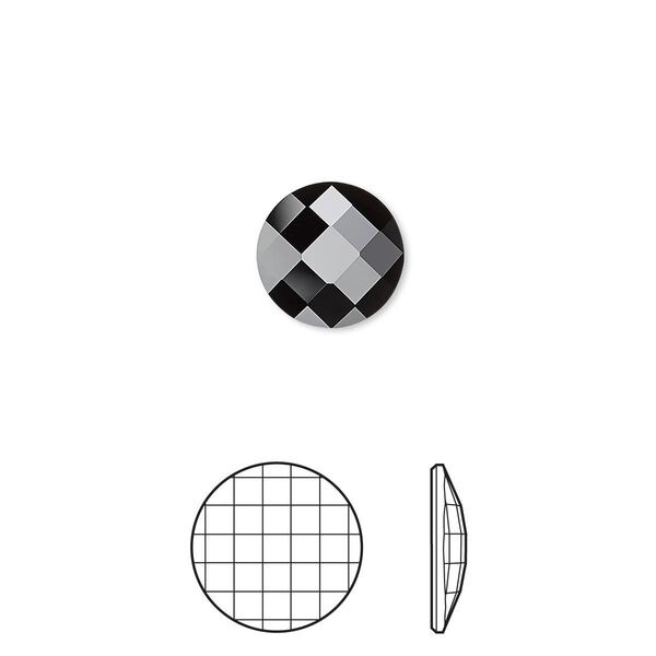 Flat back 4pk jet, Crystal Passions® 10mm chessboard round 2035 image number 0