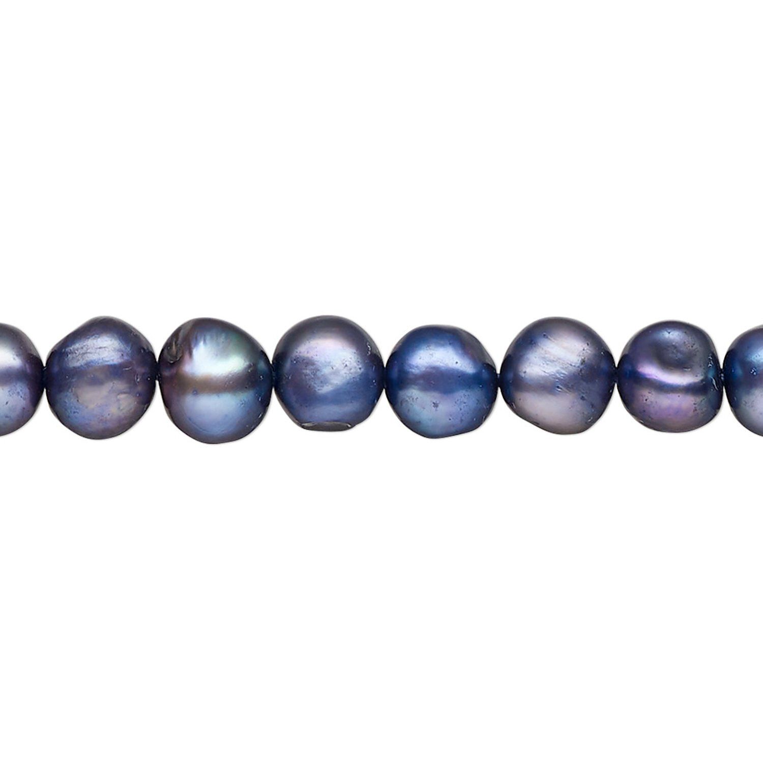 Pearl, cultured freshwater (dyed), mystic blue, 7-8mm flat-sided potato