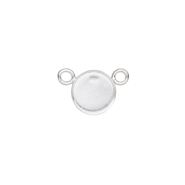 Connector, Almost Instant Jewelry®, fine silver, 11mm closed-back round with 10mm round bezel setting. Sold individually. image number 0