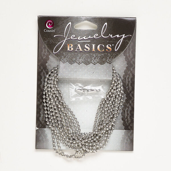 Chain, silver-finished steel, 2mm ball. Sold per pkg of 80 inches. image number 0