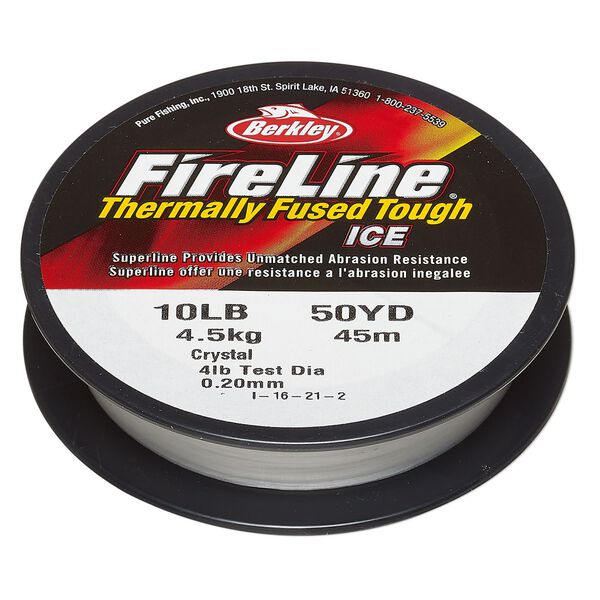 Thread, Berkley® FireLine®, high-modulus polyethylene, 8-fiber braid, crystal, 0.20mm diameter, 10-pound test. Sold per 50-yard spool. image number 0