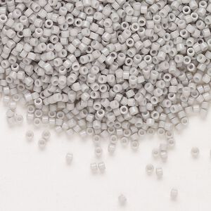 Seed bead, Delica®, glass, pkg/250g, #11 round, Duracoat® opaque outside dyed mist grey (DB-2366).