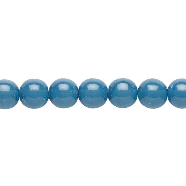 Bead, Czech dipped décor glass druk, medium blue, 8mm round. Sold per 15-1/2" to 16" strand. image number 0