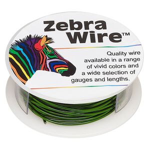 Wire, Zebra Wire™, color-coated copper, green, round, 18 gauge. Sold per 10-yard spool.