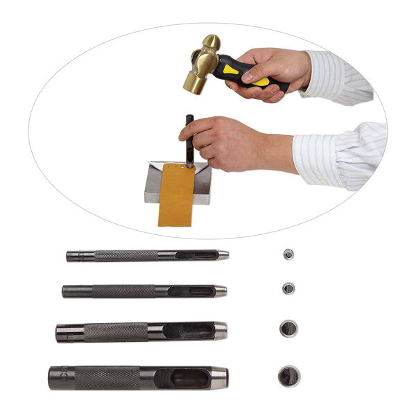 Punch, black-plated tempered chrome, 3-1/4 x 1/4 to 3-1/2 x 1/2 inches with 3-9mm tips with knurled grip. Sold per 4-piece set. image number 0