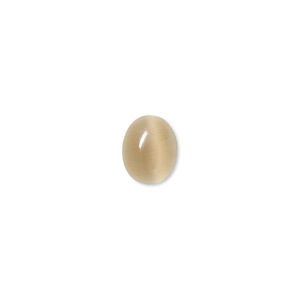 Cabochon, cat's eye glass (fiber optic glass), brown, 10x8mm calibrated oval, quality grade. Sold per pkg of 10. image number 0