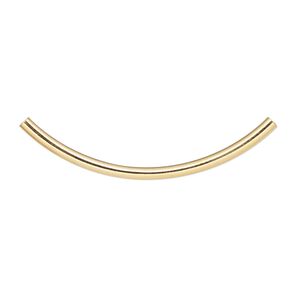 Bead, gold-plated brass, 38x2mm curved tube. Sold per pkg of 10.