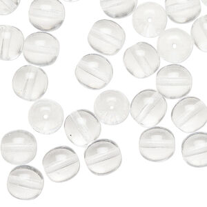 Bead 1pkg50, Czech glass druk, transparent clear, 8mm round.