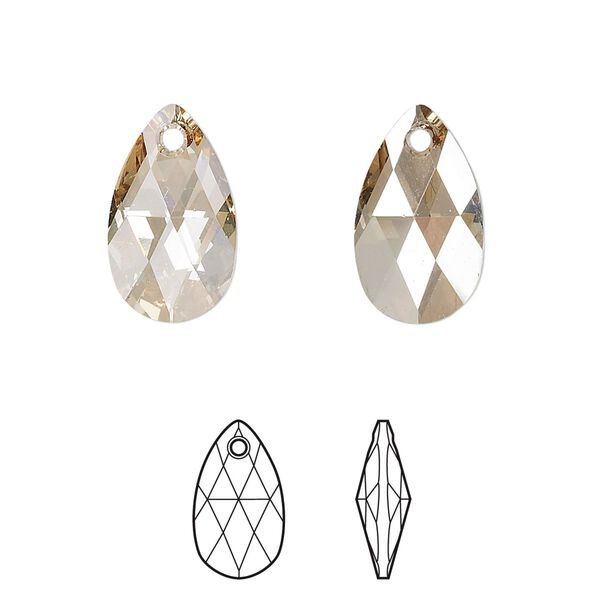 Drop 144pk crystal golden shadow, Swarovski® 16x9mm pendant pear 6106 image number 0