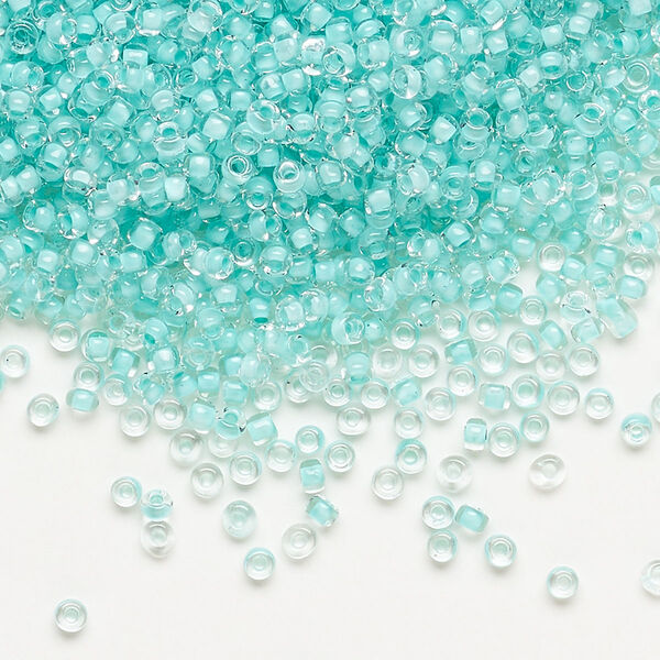 Seed bead, Dyna-Mites™, glass, pkg/40g, #11 round, transparent inside dyed color teal green, (222 11/0 RR). image number 0