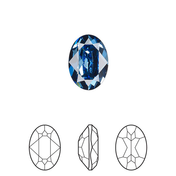Fancy stone 1pk cool blue foil back, Crystal Passions® Regenerated 14x10mm oval 4120 image number 0