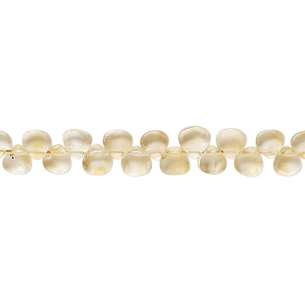 Citrine 1pkg1, hand-cut top-drilled flat teardrop bead C+ grade, 9 inch 4-5mm image number 0